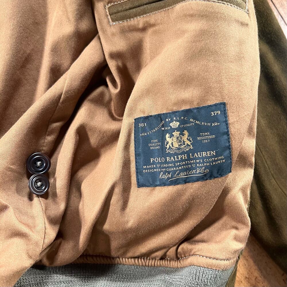 Vintage Polo Ralph Lauren Suede Leather Bomber Jacket L Distressed Brown - Picture 12 of 14